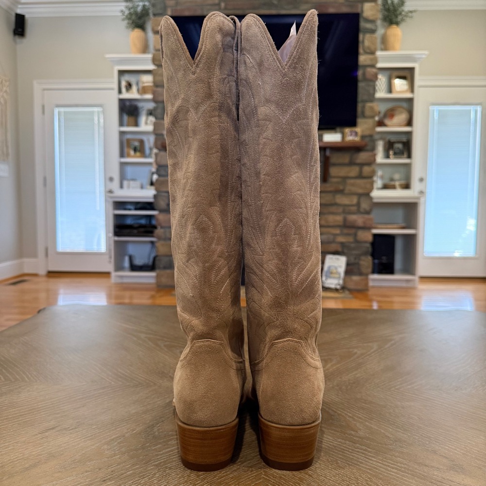Tecovas The Abby Driftwood Suede Tall Western Cowgirl Boots NWOB 8B Classic - Picture 3 of 10